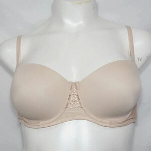 36D Vanity Fair 74380 Beauty Back Full Figure Strapless Underwire Bra Beige‎